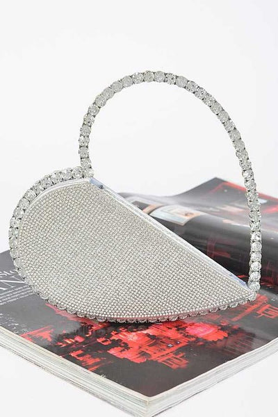 期間限定値下げsilver crystal heart clutch Be Mine- Rhinestone Heart Shaped Icon Clutch – Luxe Clothing