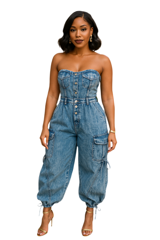 Spotlight - Strapless Denim Jumpsuit