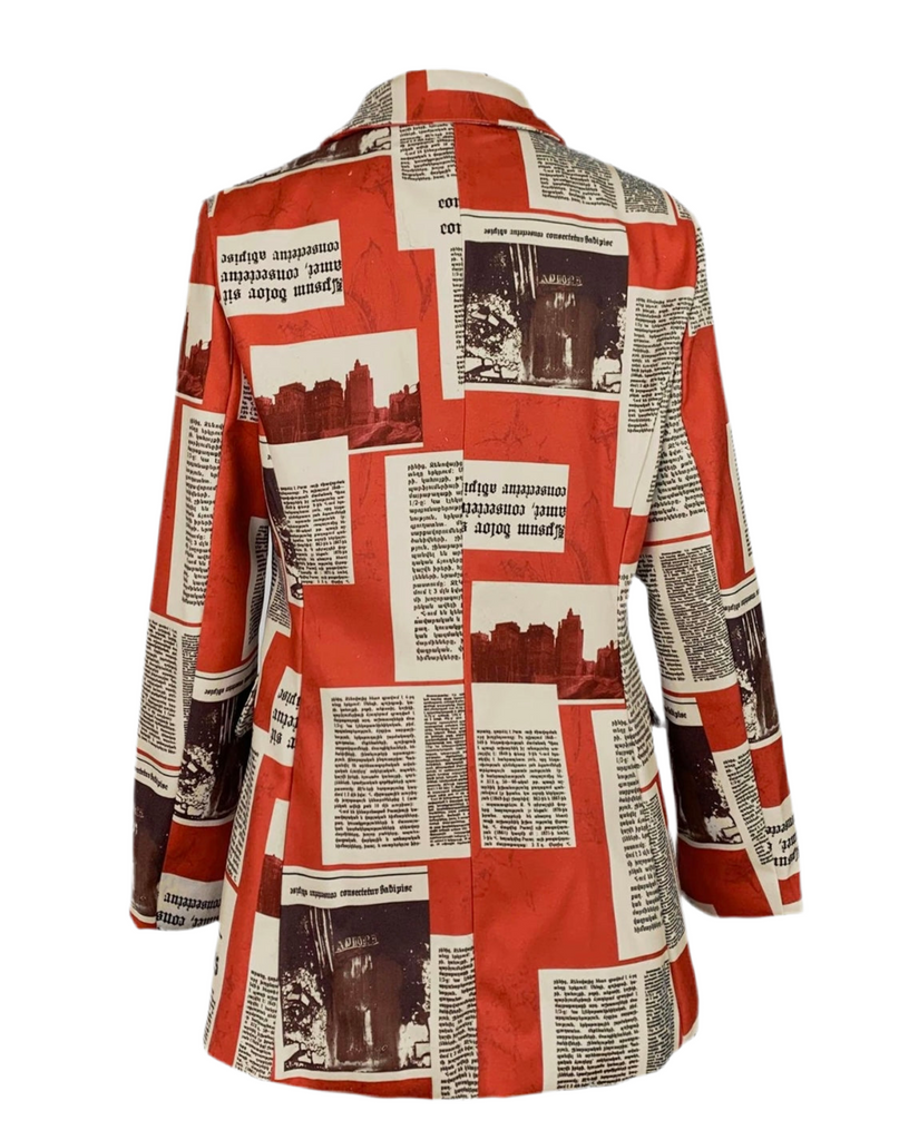 Extra Extra- Newspaper Print Structured Blazer
