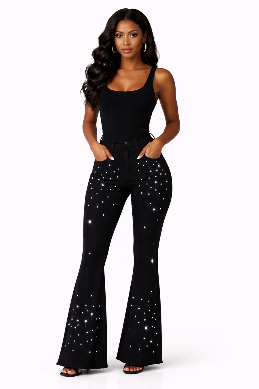 Starlite- Black Denim  Bell Bottom Jeans