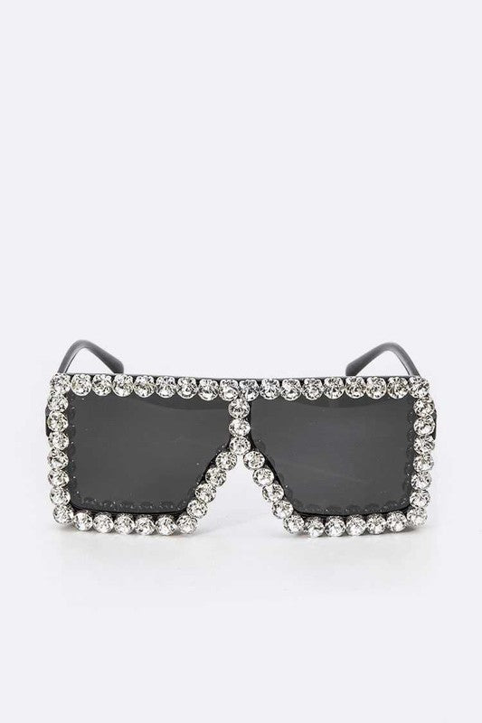 Beauty Inspired- Oversized Sunglasses with Bling Trim