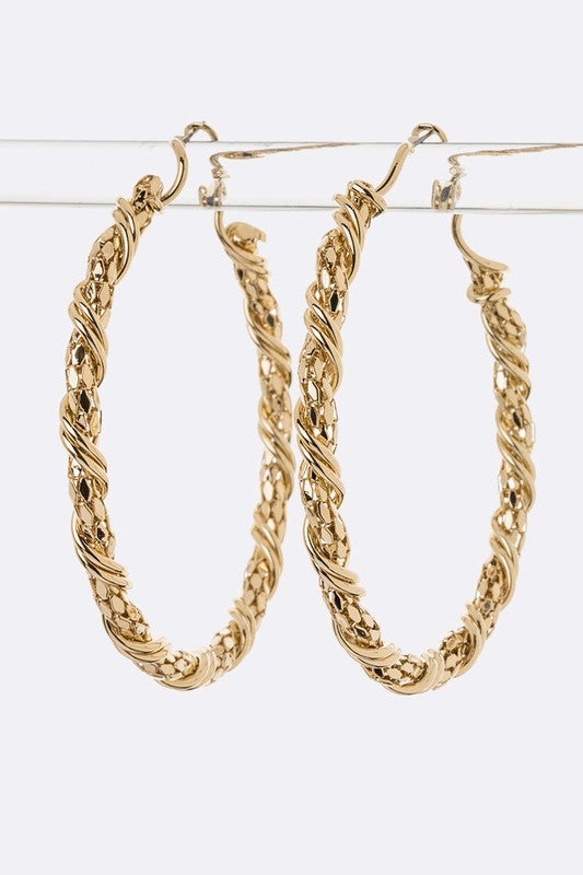 Twisted Chain Hoop Earrings