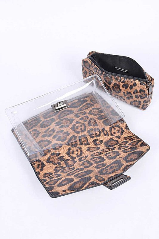 Dual Glam Leopard Print Clear Bag Duo