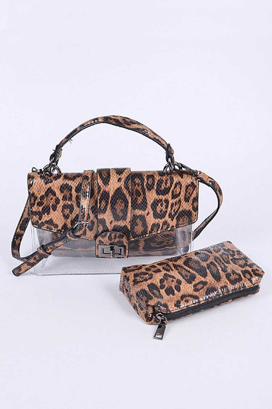Dual Glam Leopard Print Clear Bag Duo