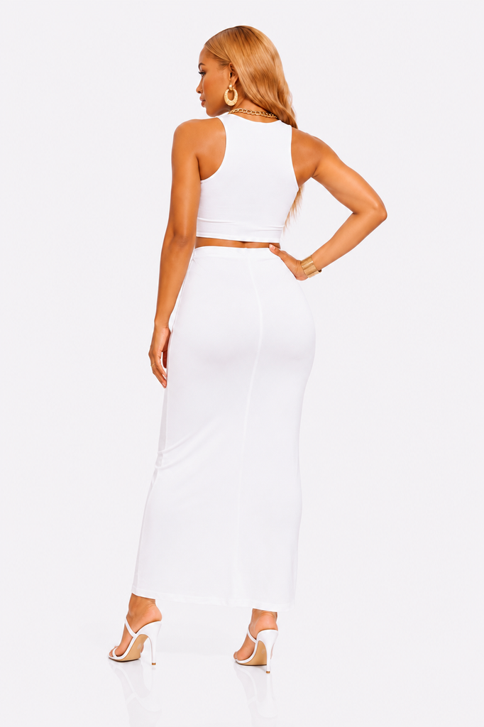 Handle with Care- White Skirt Set