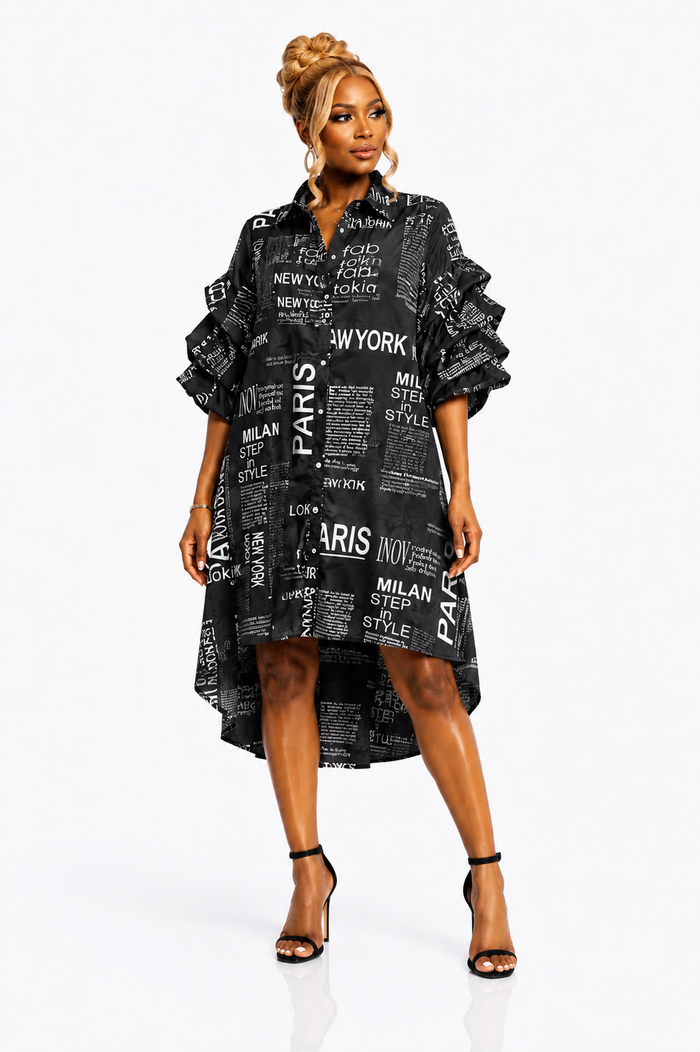 So Extra- Newspaper Print Dress
