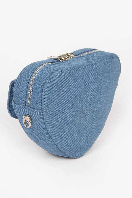 Denim Heart Shape Crossbody Swing Bag