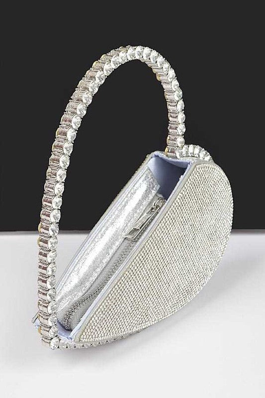 期間限定値下げsilver crystal heart clutch Be Mine- Rhinestone Heart Shaped Icon Clutch – Luxe Clothing