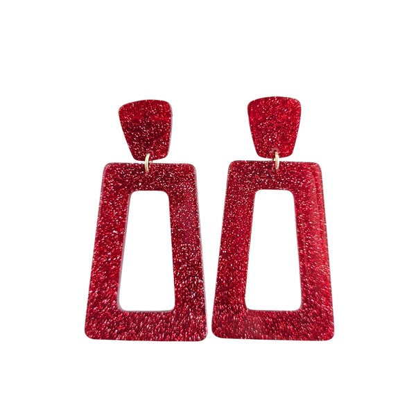 Avery - Red Glitter Earrings