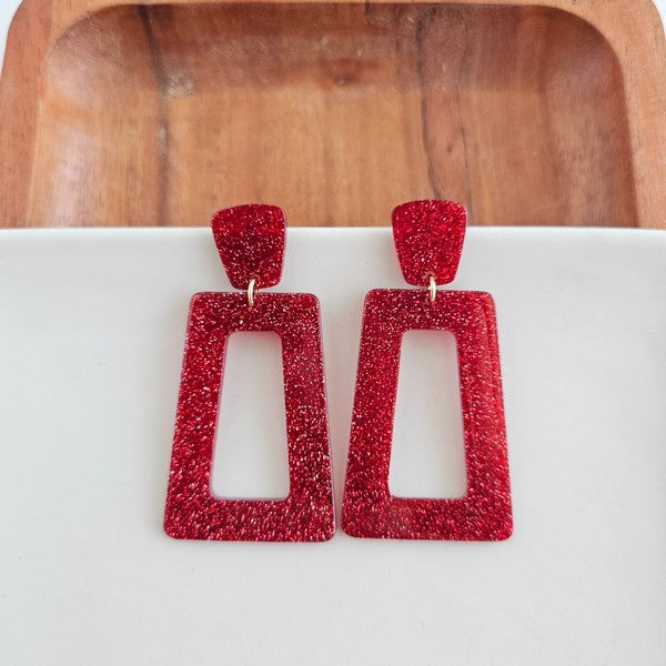 Avery - Red Glitter Earrings