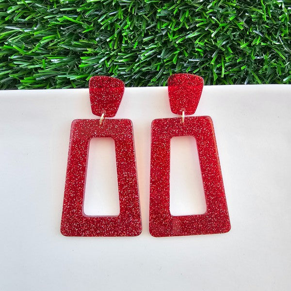 Avery - Red Glitter Earrings
