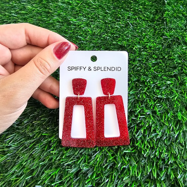 Avery - Red Glitter Earrings