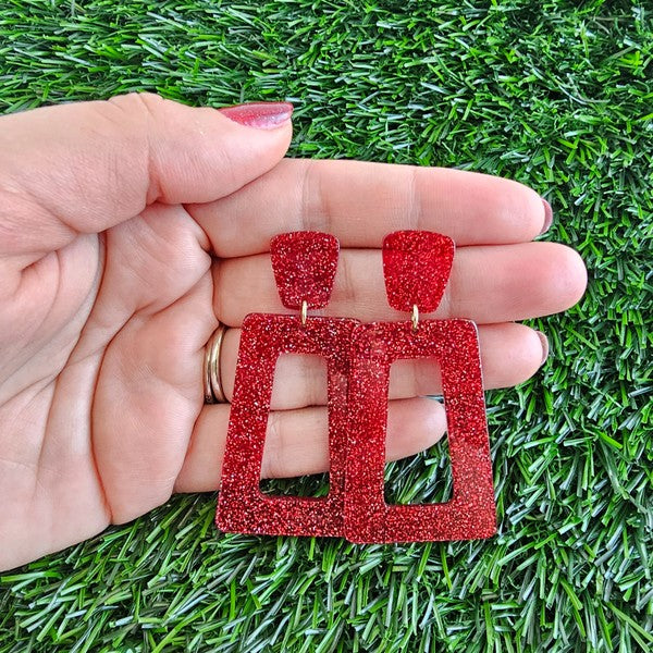 Avery - Red Glitter Earrings