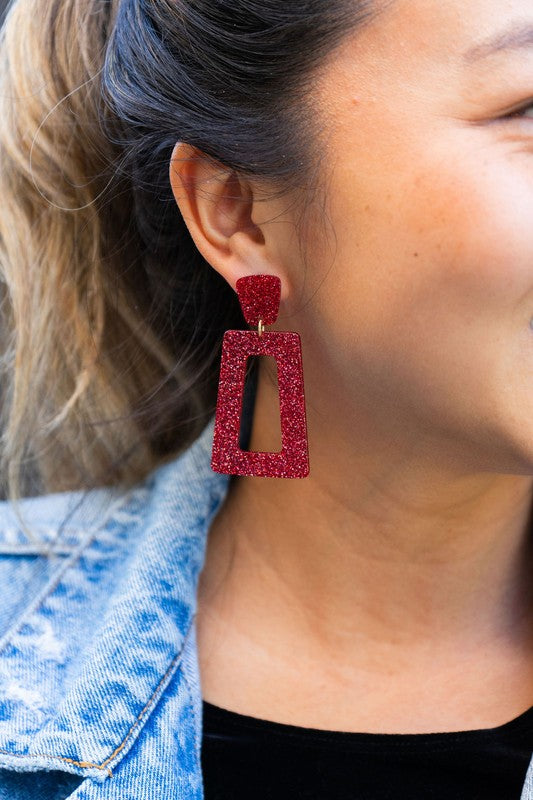 Avery - Red Glitter Earrings