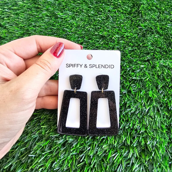 Avery - Black Glitter Earrings