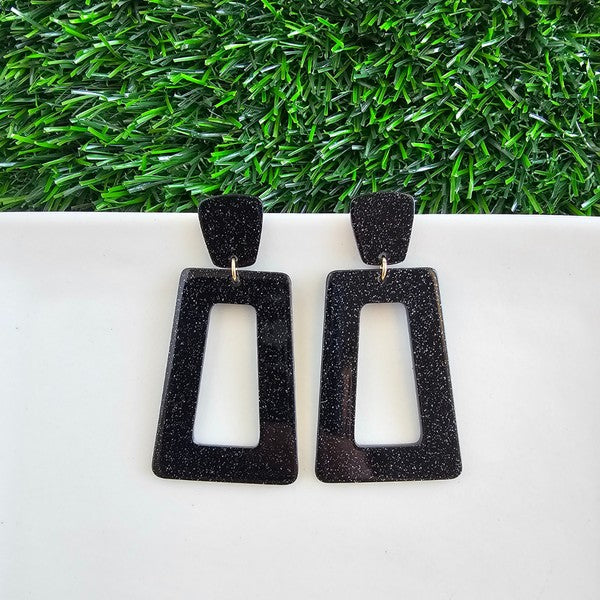 Avery - Black Glitter Earrings