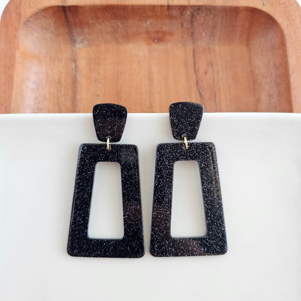 Avery - Black Glitter Earrings