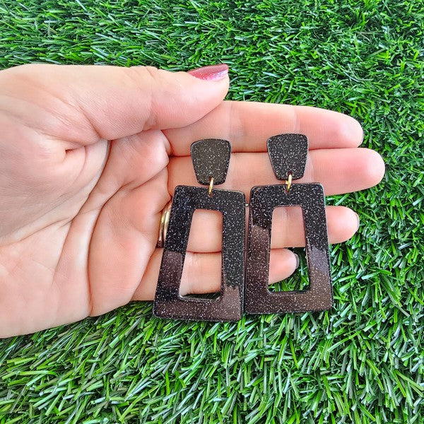 Avery - Black Glitter Earrings