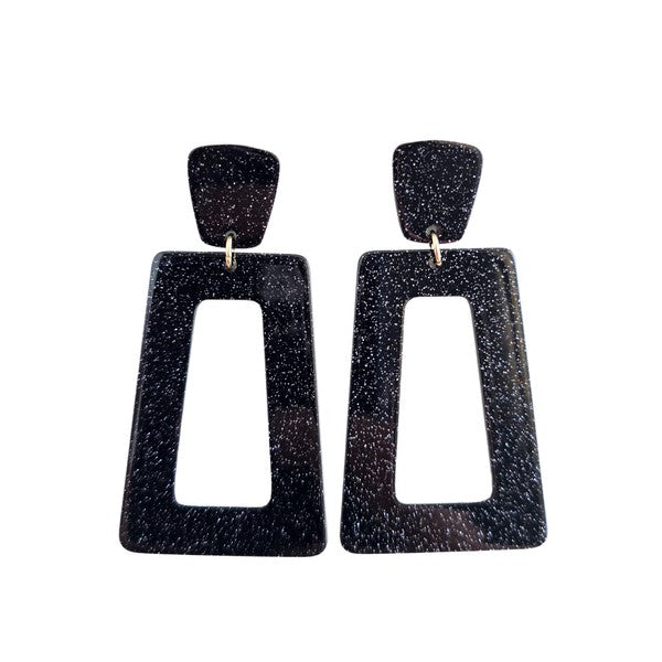 Avery - Black Glitter Earrings