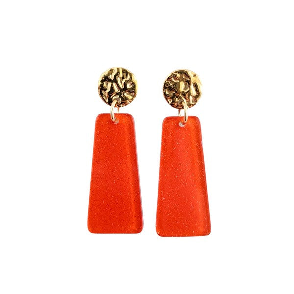 Mia Mini - Orange Glitter Earrings