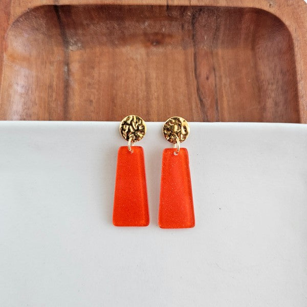 Mia Mini - Orange Glitter Earrings