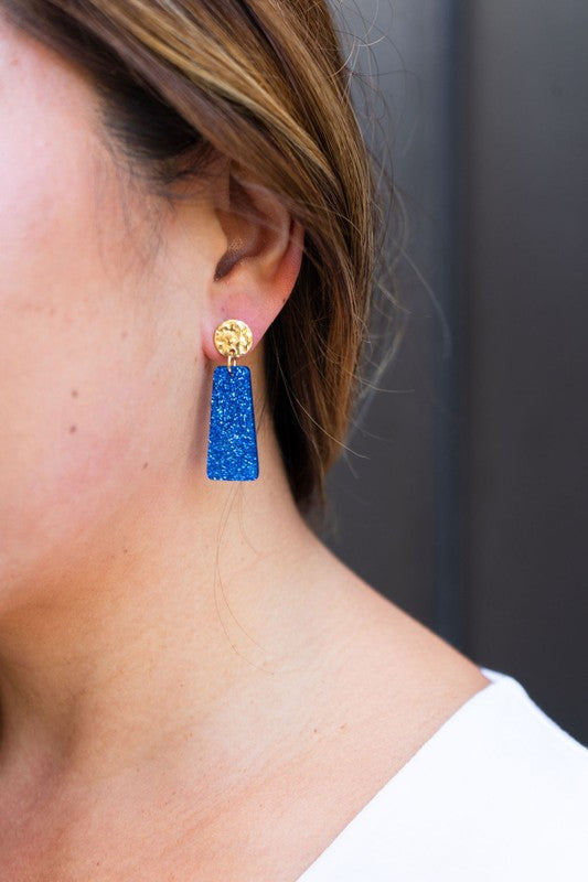 Mia Mini - Blue Glitter Earrings
