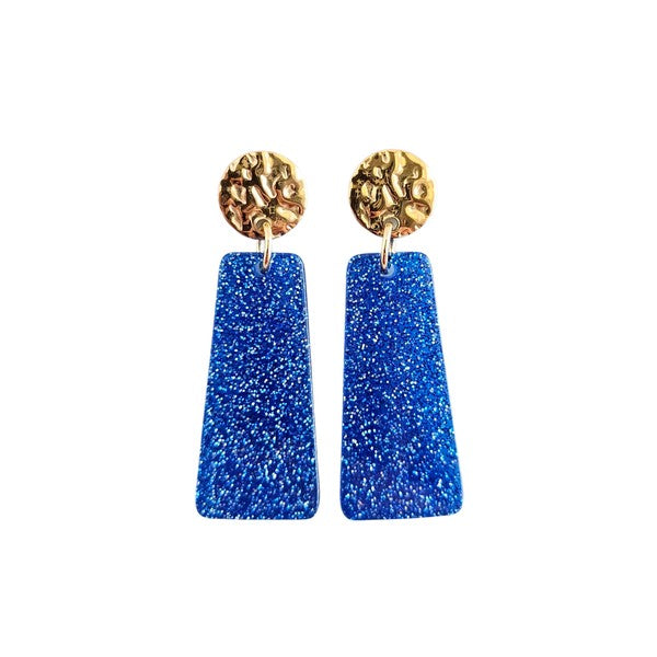 Mia Mini - Blue Glitter Earrings