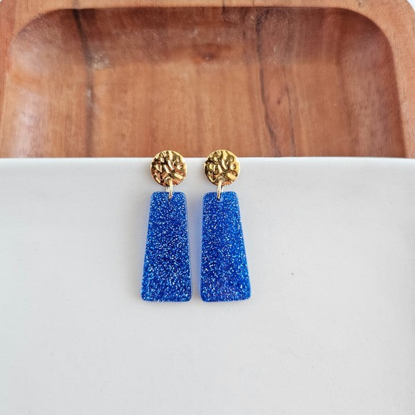 Mia Mini - Blue Glitter Earrings