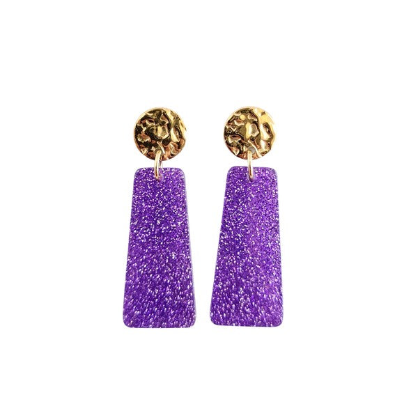 Mia Mini - Purple Glitter Earrings