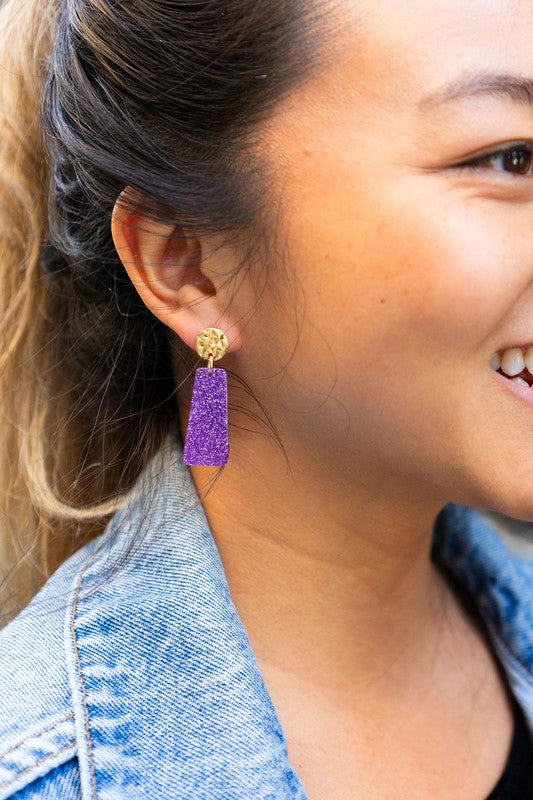 Mia Mini - Purple Glitter Earrings