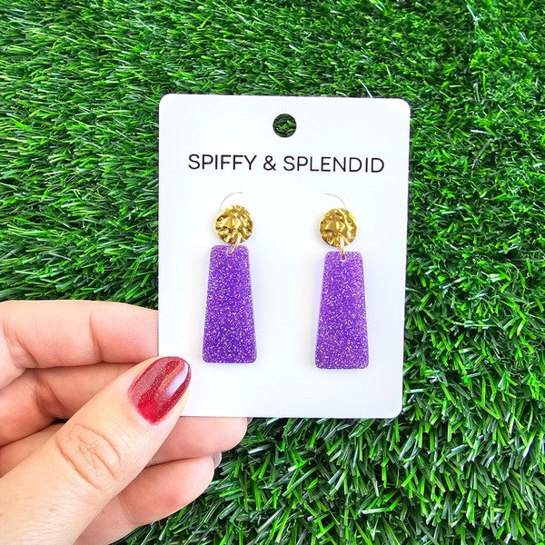 Mia Mini - Purple Glitter Earrings