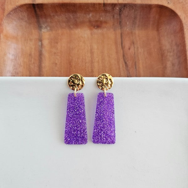 Mia Mini - Purple Glitter Earrings