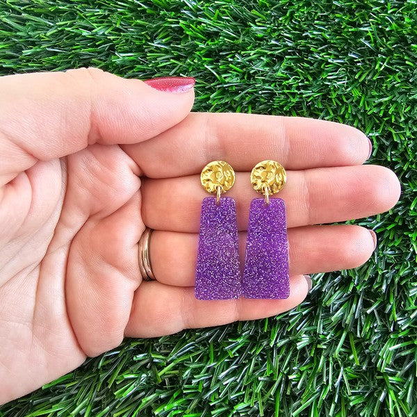 Mia Mini - Purple Glitter Earrings
