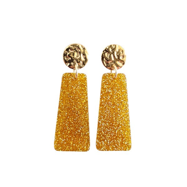 Mia Mini - Yellow Gllitter Earrings