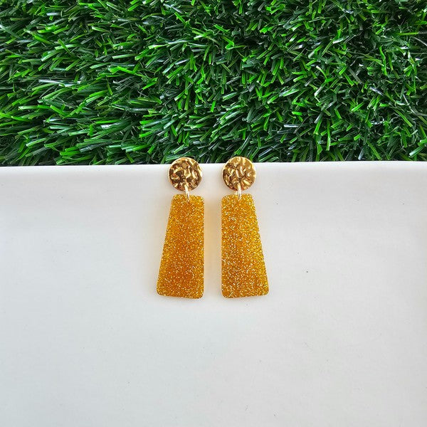 Mia Mini - Yellow Gllitter Earrings