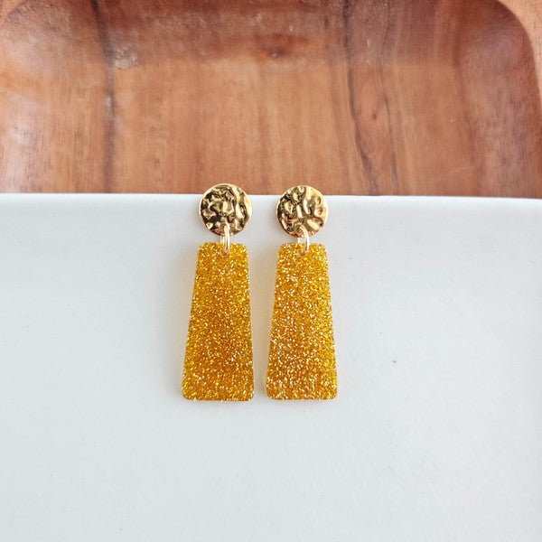 Mia Mini - Yellow Gllitter Earrings
