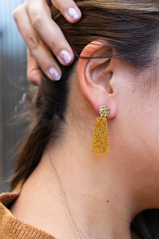 Mia Mini - Yellow Gllitter Earrings