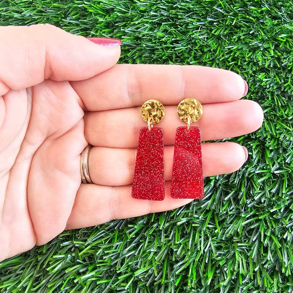 Mia Mini - Red Glitter Earrings