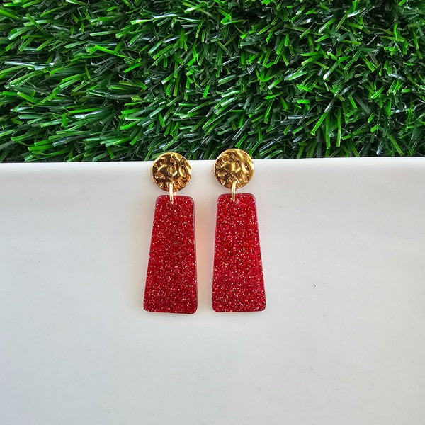 Mia Mini - Red Glitter Earrings