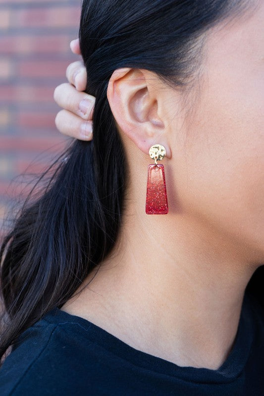 Mia Mini - Red Glitter Earrings