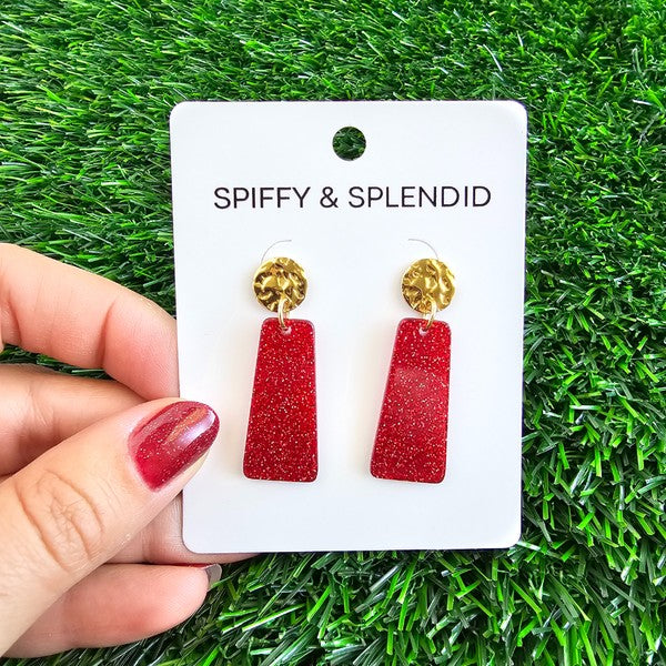 Mia Mini - Red Glitter Earrings