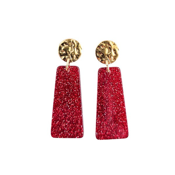 Mia Mini - Red Glitter Earrings
