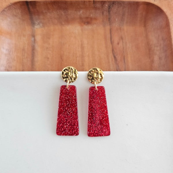 Mia Mini - Red Glitter Earrings