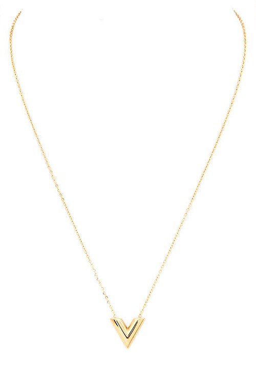 V For Victory Stainless Steel Pendant Necklace