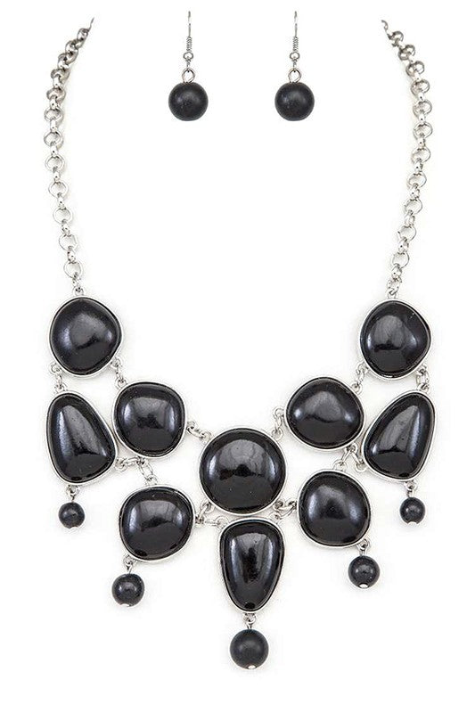All Style- Black Pebble Type Necklace Set