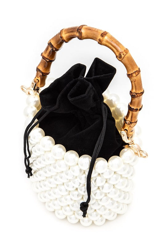 Such a Babe- Beaded Bucket Bag with Bamboo Handle