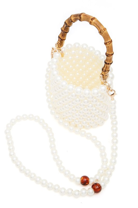 Such a Babe- Beaded Bucket Bag with Bamboo Handle