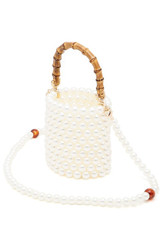 Such a Babe- Beaded Bucket Bag with Bamboo Handle