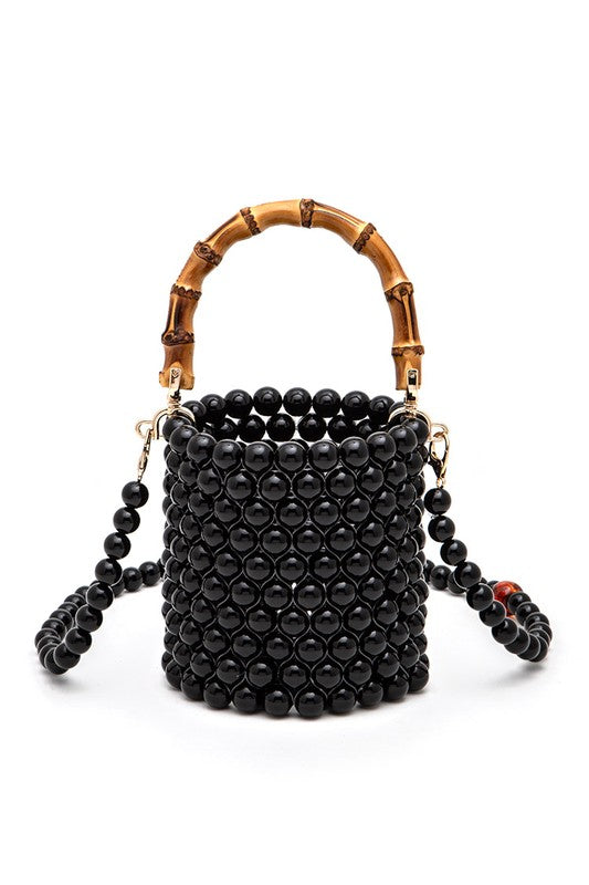 Such a Babe- Beaded Bucket Bag with Bamboo Handle