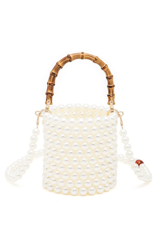 Such a Babe- Beaded Bucket Bag with Bamboo Handle